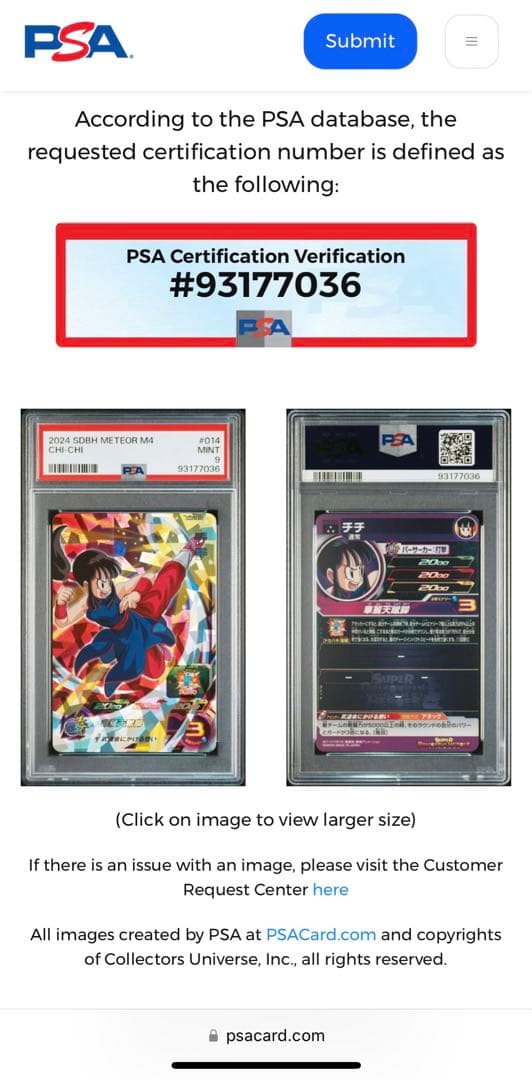 世界1枚 PSA9 チチ ドラゴンボール 乳 トレカ DRAGON BALL