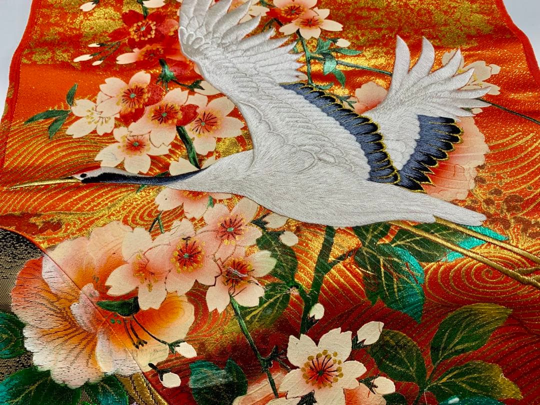 ☆京都発・豪華絢爛・新品 西陣織打掛 鶴 織物・タペストリー！ - メルカリ