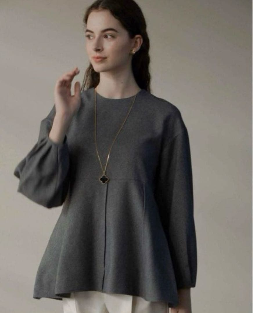 OHGA ぺプラム　ブラウス 通勤・セレモニー/セットアップ対応》ペプラムブラウス/ダブルクロス