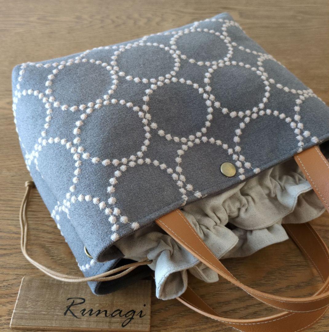 1572】あおりポケットの巾着バッグ＊ミナペルホネン