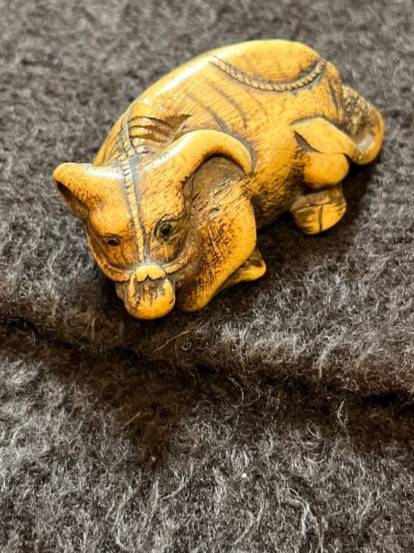 梅の木の彫刻 置物 木製ケース付き 純銀製 光則作