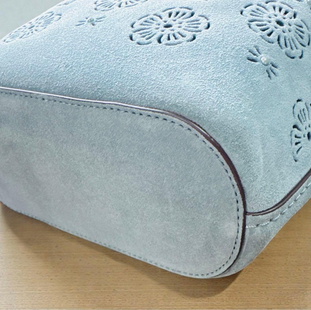 COACH ティーローズ パンチング スエード バケットバッグ 斜めがけ