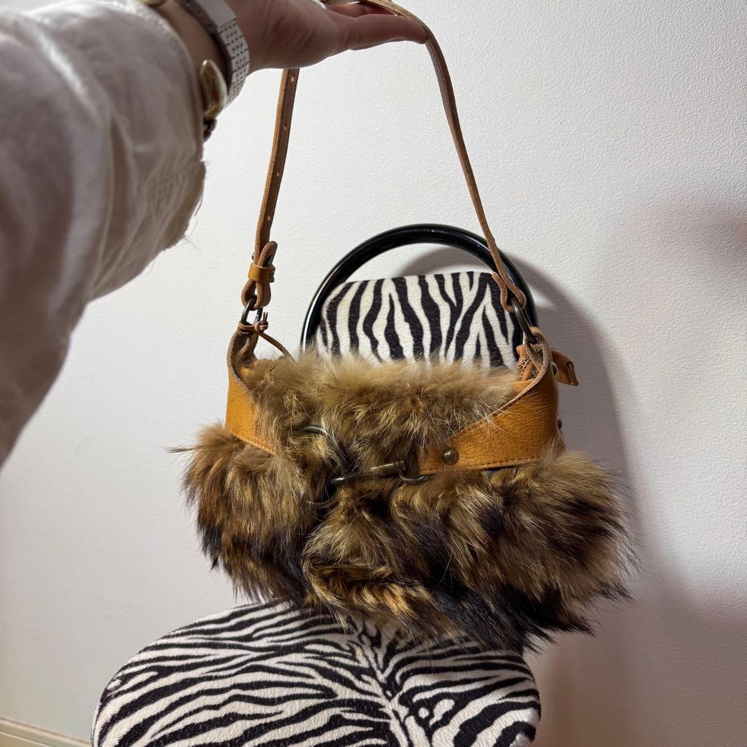 00s archive 本革 ファーバッグ Y2K 平成ギャル リアルレザー - メルカリ