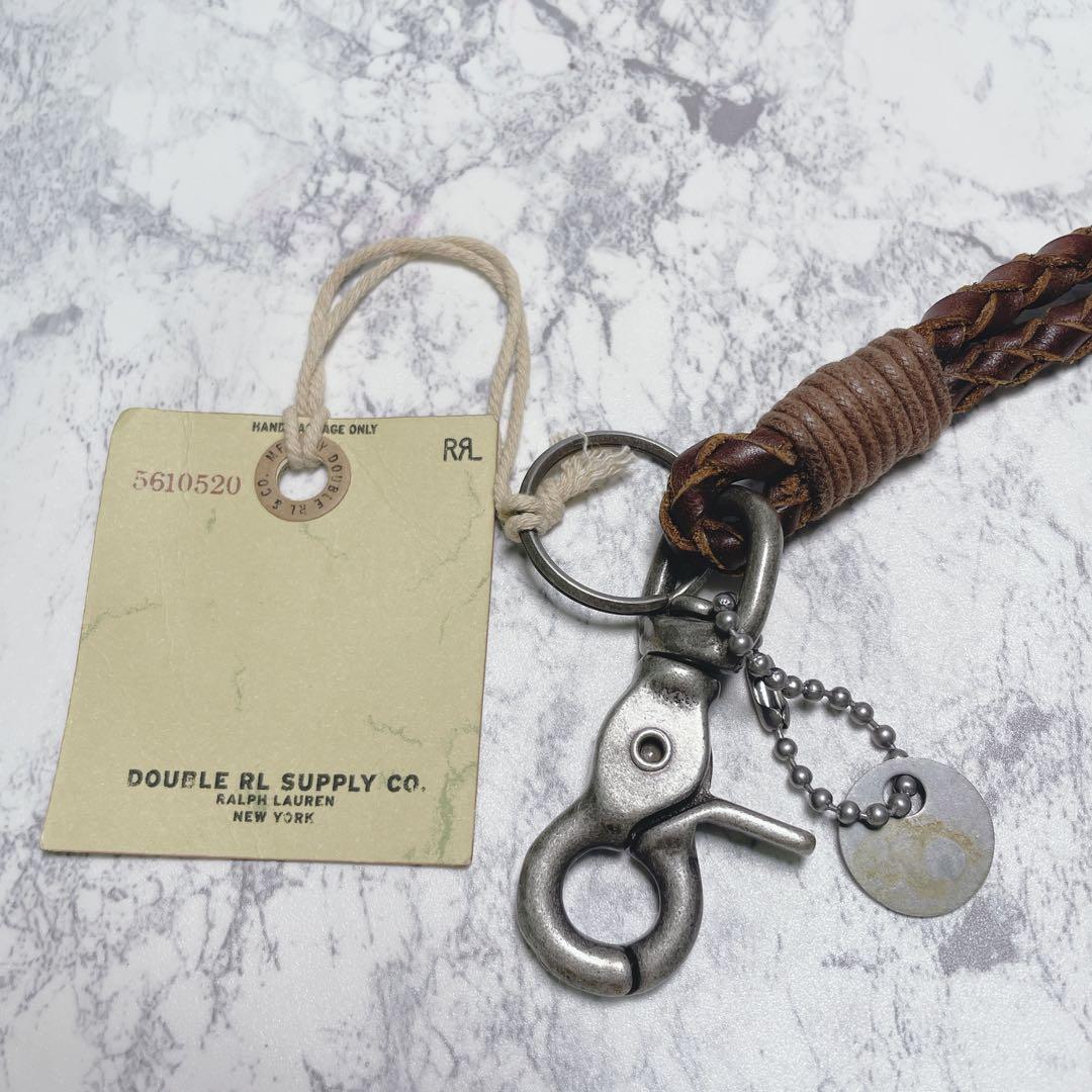 磁石様】DOUBLE RL レザー 編み込み キーホルダー キーリング