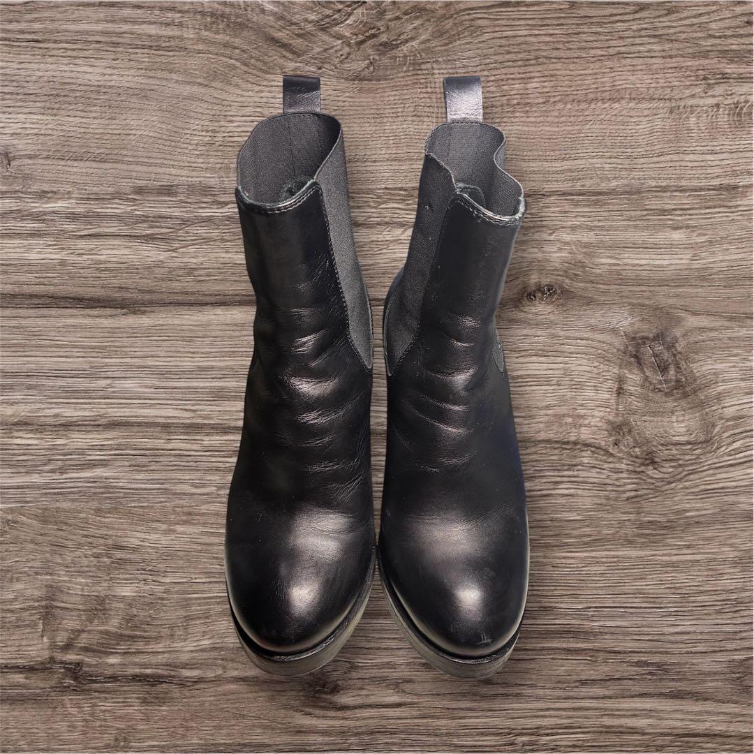 美品 ファビオルスコーニ サイドゴアブーツ 本革 黒 23 イタリア製B644