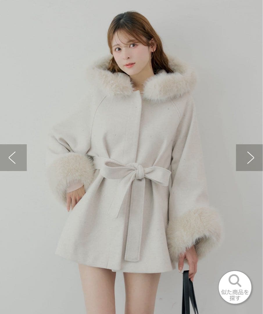 chico ファー付きフード襟マルチwayケープコート - メルカリ