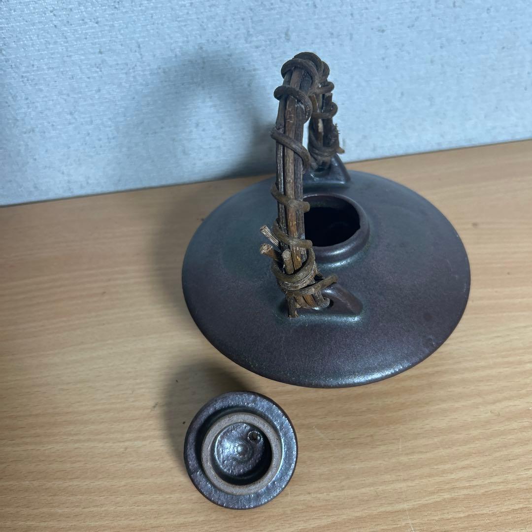 自宅保管品 黒薩摩の銚子 急須 銘 柿