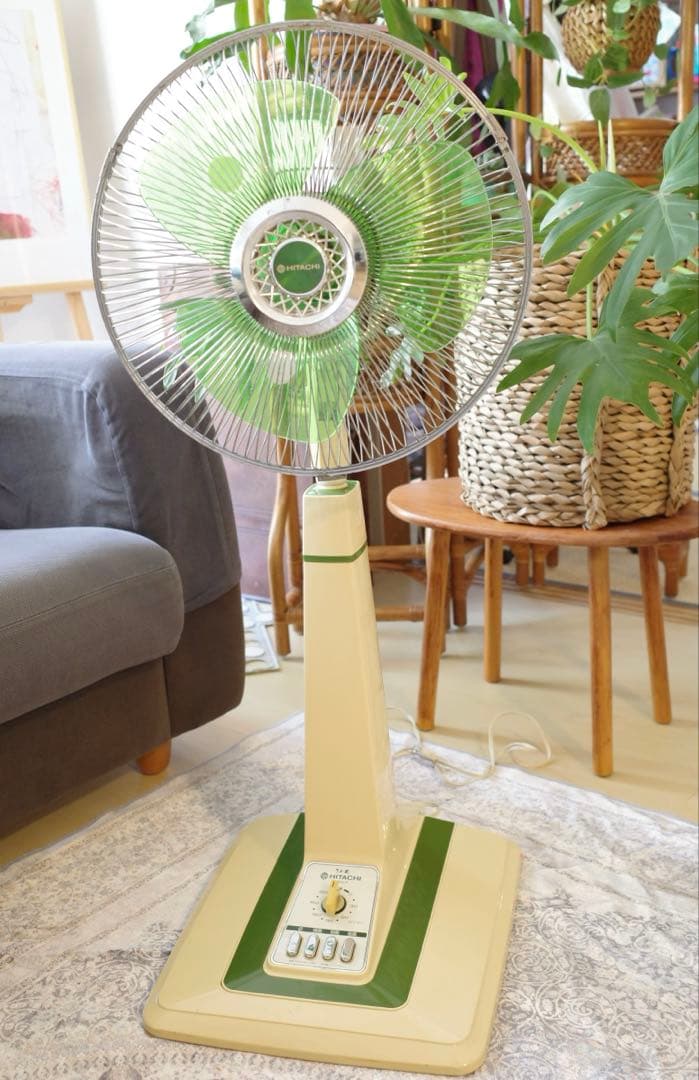 【希少】HITACHI 日立 扇風機 H-30LP レトロ扇風機 昭和家電 3枚羽 扇風機 日立 H-30TH グリーン 緑 昭和 レトロ アンティーク