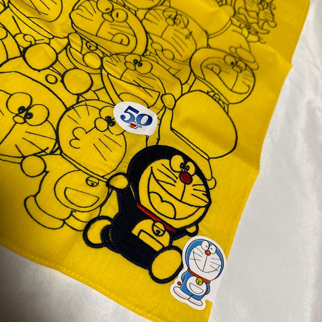 希少 ドラえもん 50周年 ハンカチ バンダナ イエロー 刺繍 - メルカリ