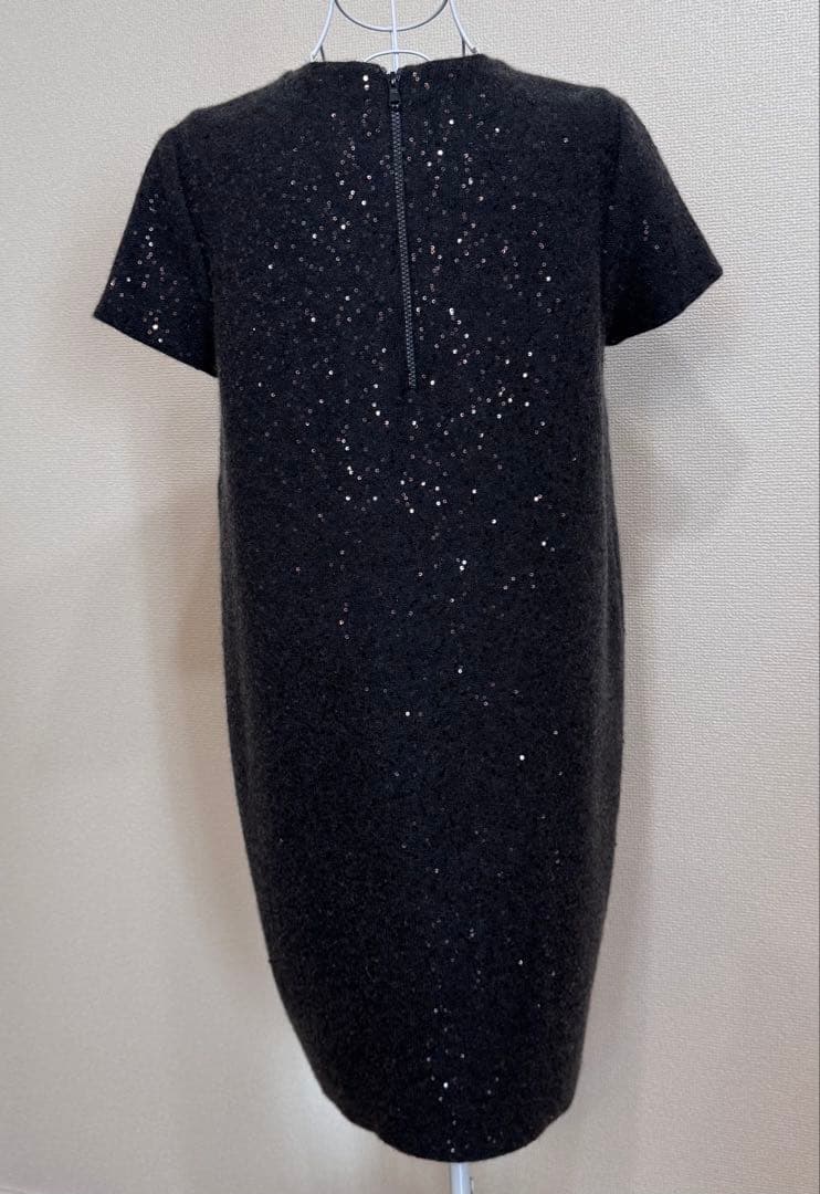 ブルネロクチネリ カシミヤ混スパンコールワンピ L サイズ イタリア製
