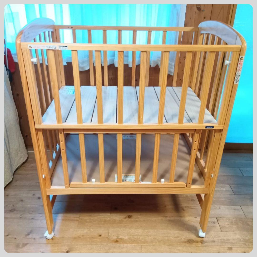 《綺麗❣️早い者勝ち》カトージ　ベビーベッド ハイポジションミニベッド アーチ