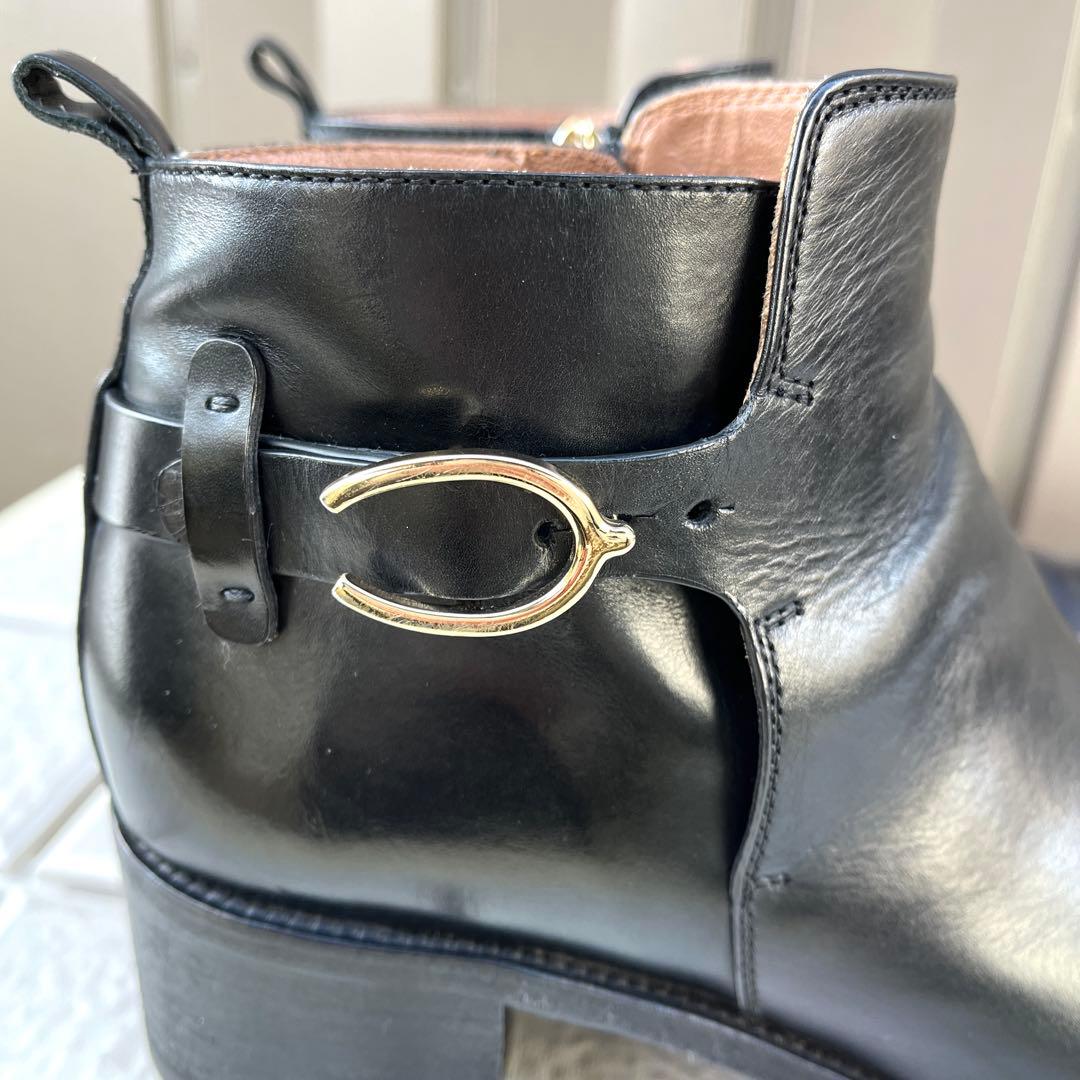 37 SARTORE ショートブーツ ブーティ 黒 レザー ファスナー 24 - メルカリ