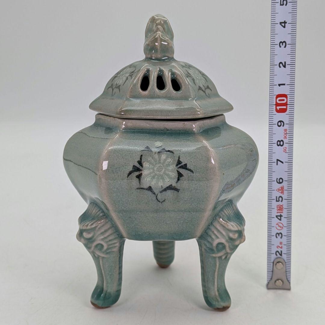 韓国人間国宝 申相浩 獅子摘青磁香炉 高麗青磁 韓国陶磁 香爐 香道具