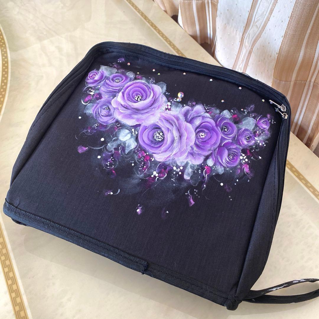 コスメポーチ（大容量）薔薇 手描き トールペイント - メルカリ