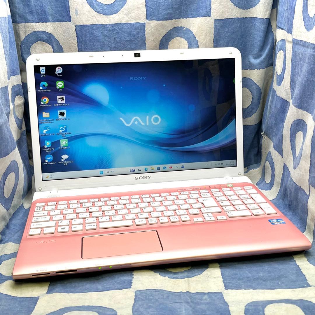 人気VAIO✨SSDで快適☆i5☆可愛いピンク♡ブルーレイ&カメラ付！Win11
