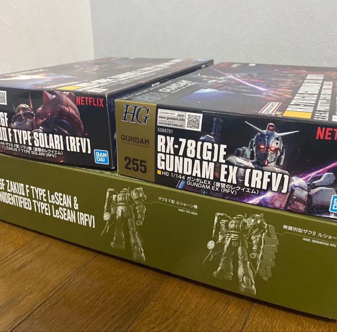 ガンダムEX ザクIIF型 ソラリ ルショーン 3点まとめ売り 復讐のレクイエム 復讐のレクイエム』よりガンダムEX、ザクII F型（ソラリ機）がHG
