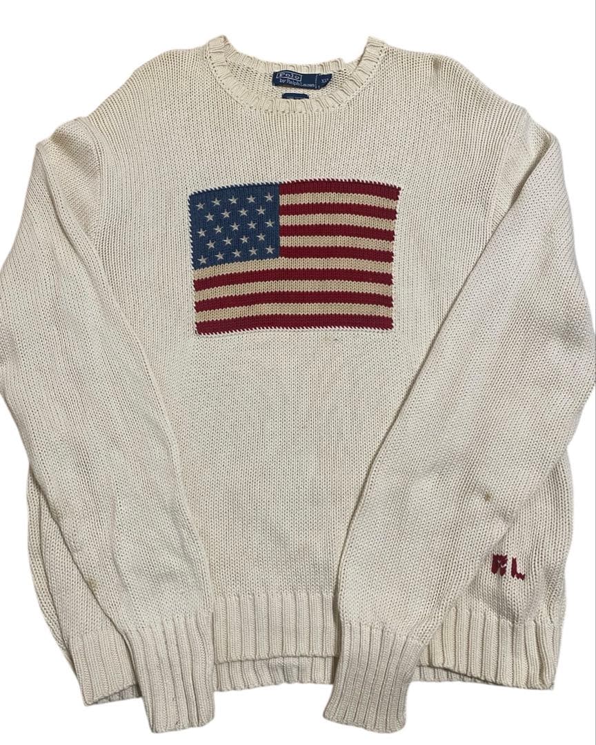 k*う様 Ralph Lauren アメリカ国旗刺繍ニットセーター Polo by Ralph