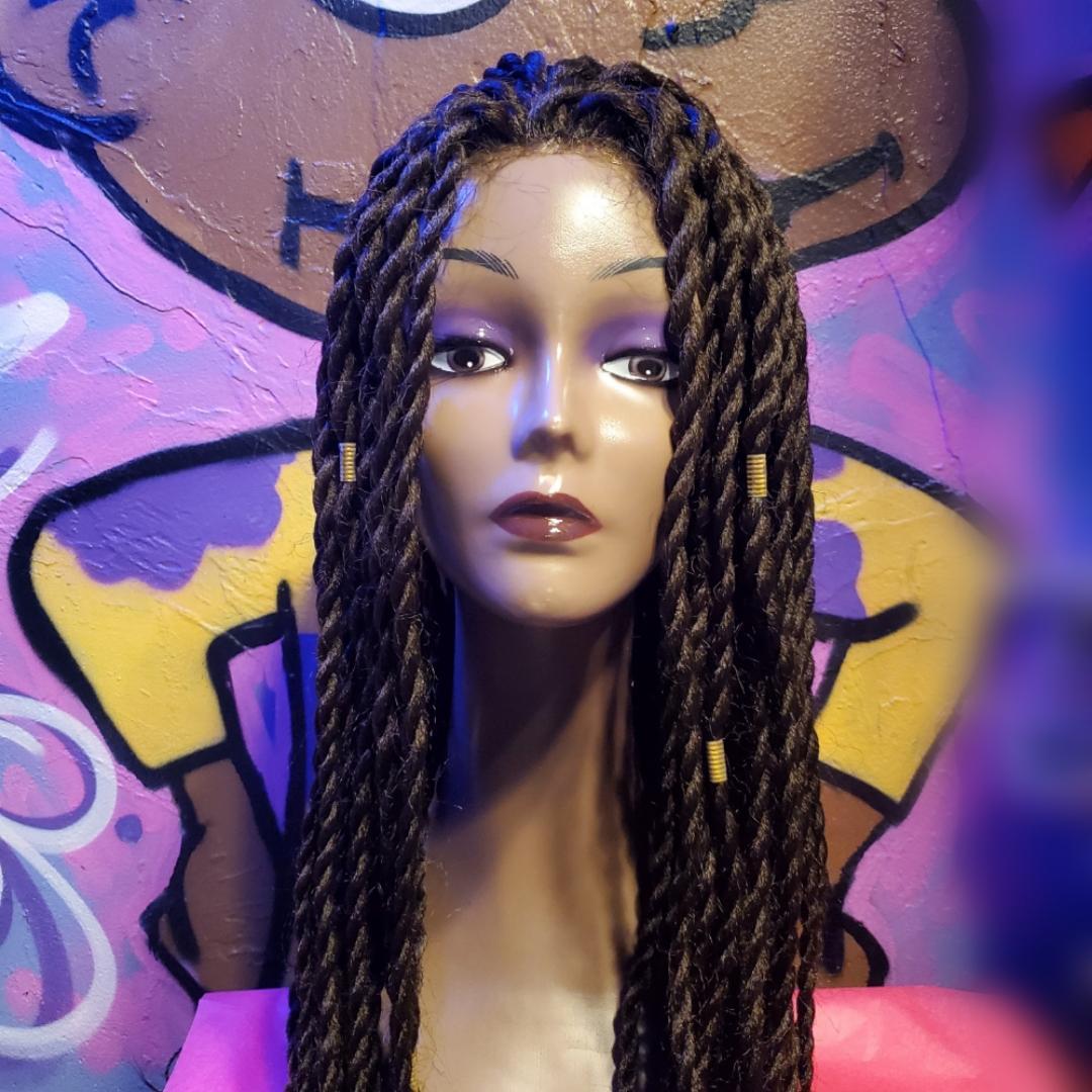 エボニーウィッグ ロング タイトロープウィッグ レースフロント 黒