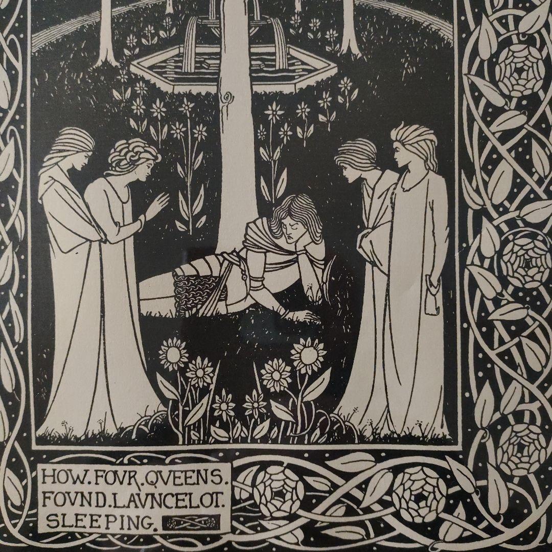 ビアズリー 大判ラインブロック『アーサー王の死 四女王眠れるラン