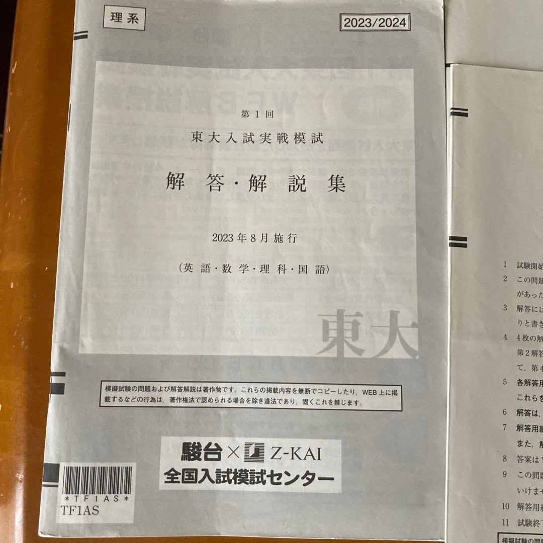 駿台 東大入試実戦模試 解答・解説集 2023/2024 - メルカリ