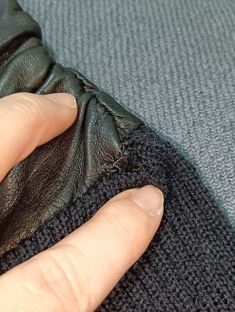 アントニオムローロ イタリア製ニット×ナッパ革 ロング手袋 注意ほつれ