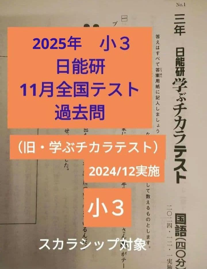 小3 日能研 全国テスト 2025.11向け過去問 学ぶチカラテスト2024