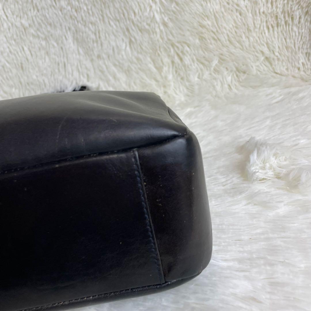 HIROFU ヒロフ ハンドバッグ Hロゴ シボ革 黒 ブラック - メルカリ