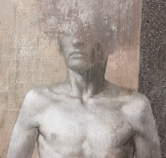 真作 原崇浩 「stripped」 油彩アクリル15号 スペインリアリズム