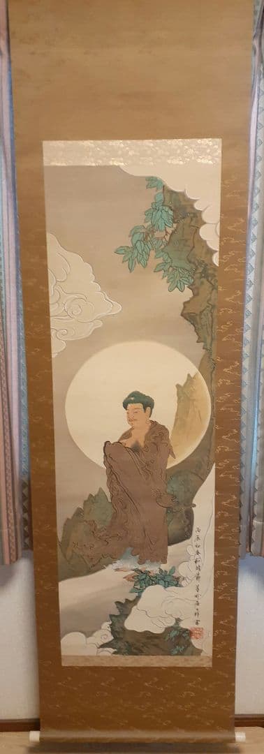 浮世絵掛軸 月夜の人物 源氏絵と浮世絵「月夜」｜浮世絵工房