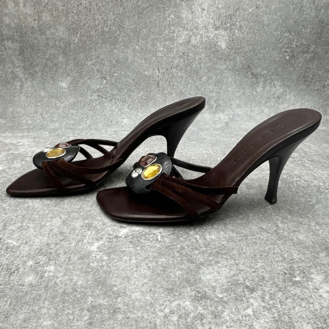 美品　セリーヌ ジュエル ミュール　ブラウン 35C　22～22.5cm