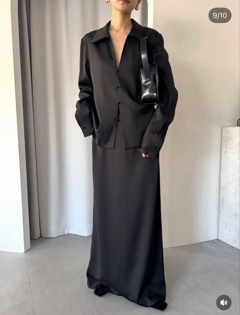 Open collar slim SH JK ブラック38 RIM.ARK | Open collar slim SH JK (SHIRTS & BLOUSES ) |RIM.ARK