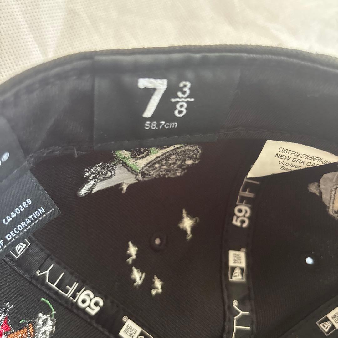 Supreme キャラクター Sロゴ ブラック キャップ ニューエラ コラボ