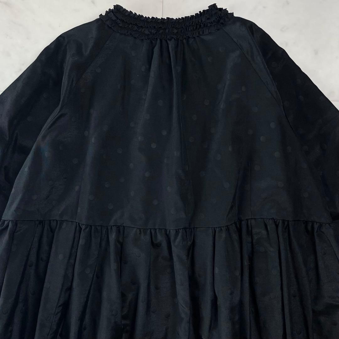 美品 Sonoソーノ 近年 シャドードットフリルブラウス ギャザー 洗える