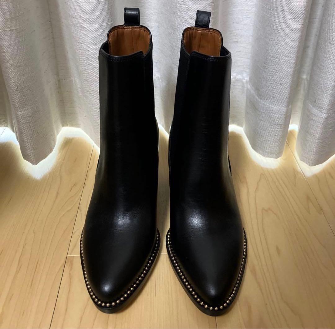 ほぼ新品未使】コーチ スタッズ付き サイドゴアブーツ ブラック - メルカリ
