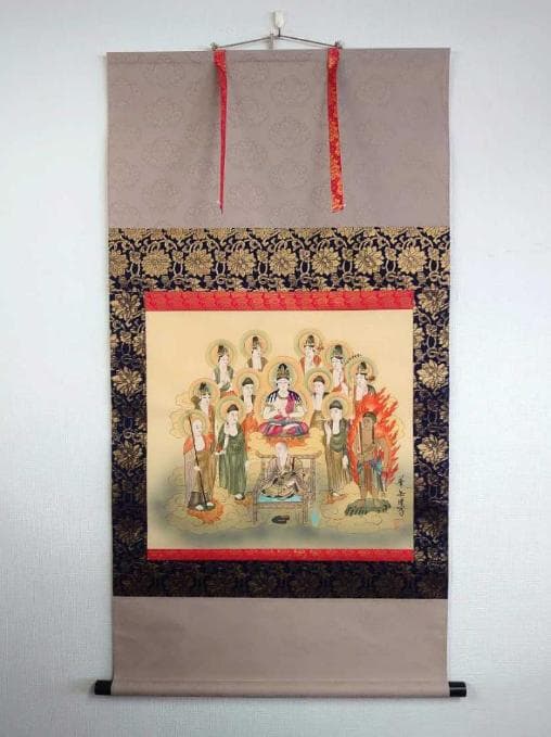 掛軸 村上華岳『十三佛 十三仏』仏画 絹本 共箱付 良好品