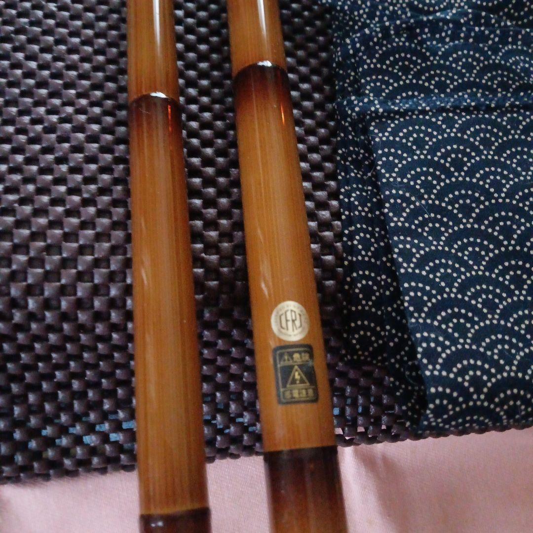 かちどき2本物竿掛カスタム鮫皮＆羽根飾り・へら竿・へら鮒ヘラブナ竿