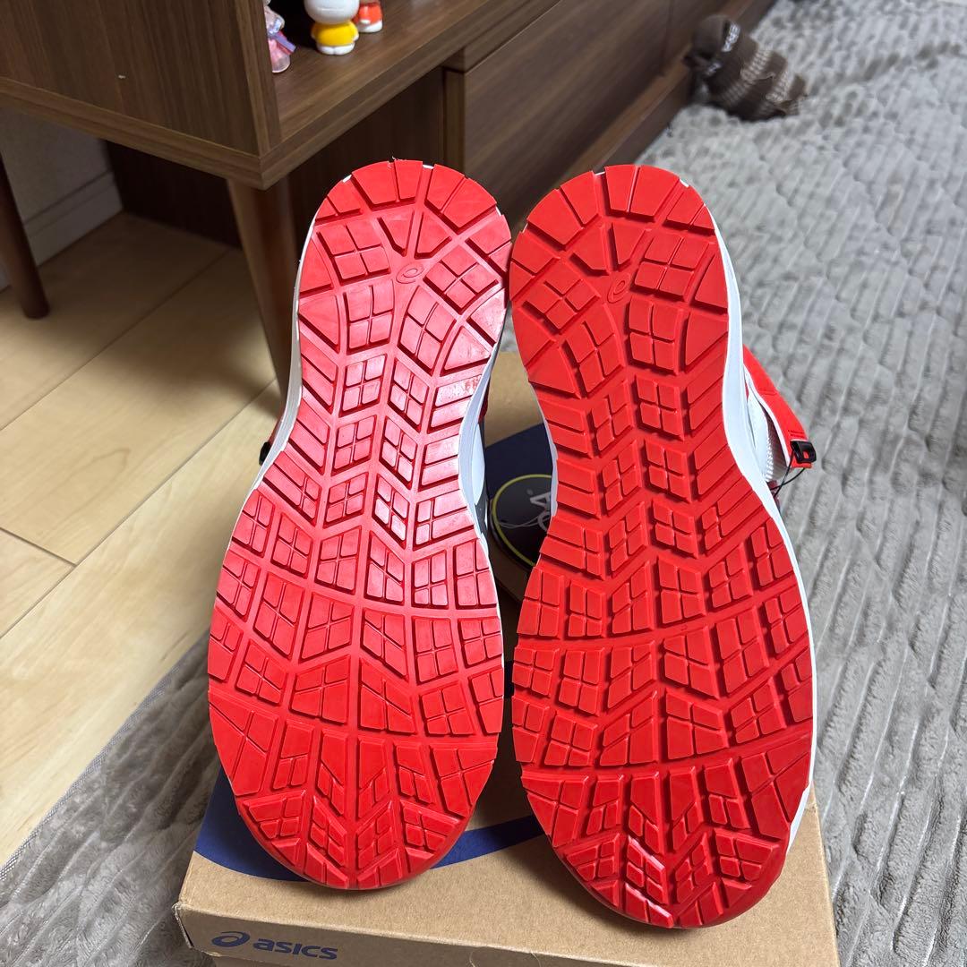 アシックス安全靴 限定色304BOA ファイアリーレッド×ピュアシルバー