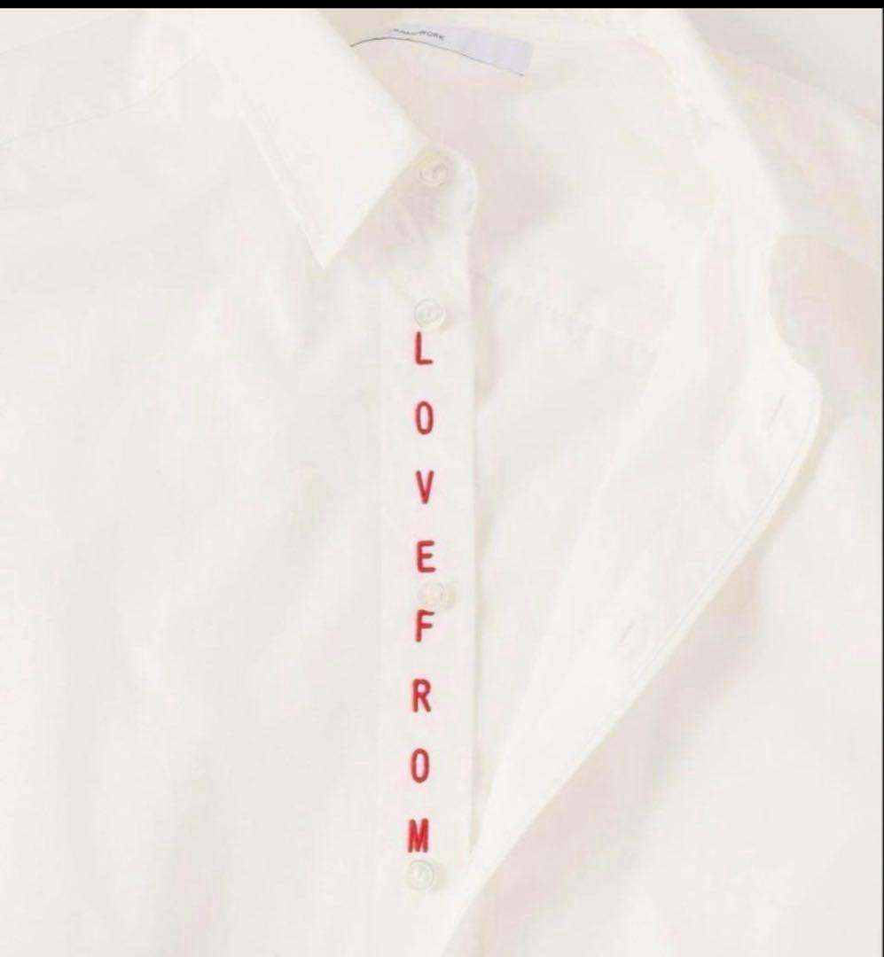 美品 人気完売品フレームワーク ホワイト LOVE FOR YOU 刺繍 シャツ