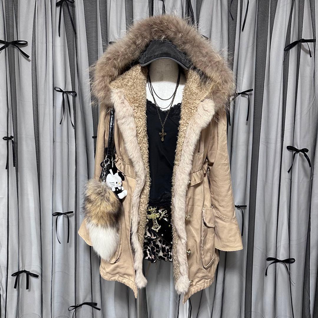 00's Vintage モッズコートファーy2k パンク亜熱帯系