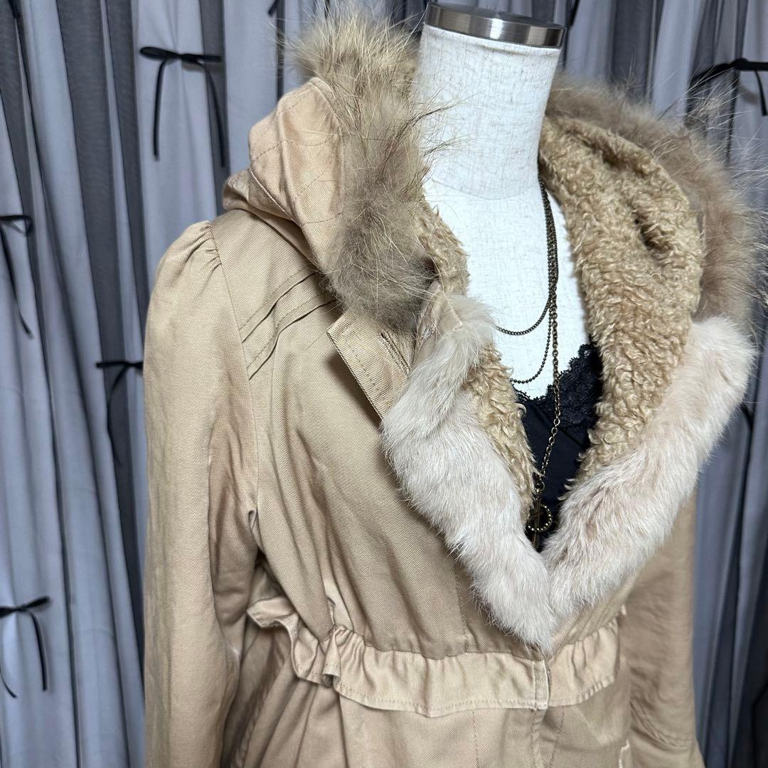 00s y2k フェアリーグランジ ファー付き モッズコート 平成ギャル