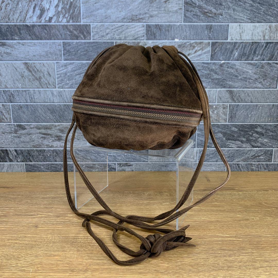 希少 オールド LOEWE ロエベ スエードショルダーバッグ ブラウン 巾着