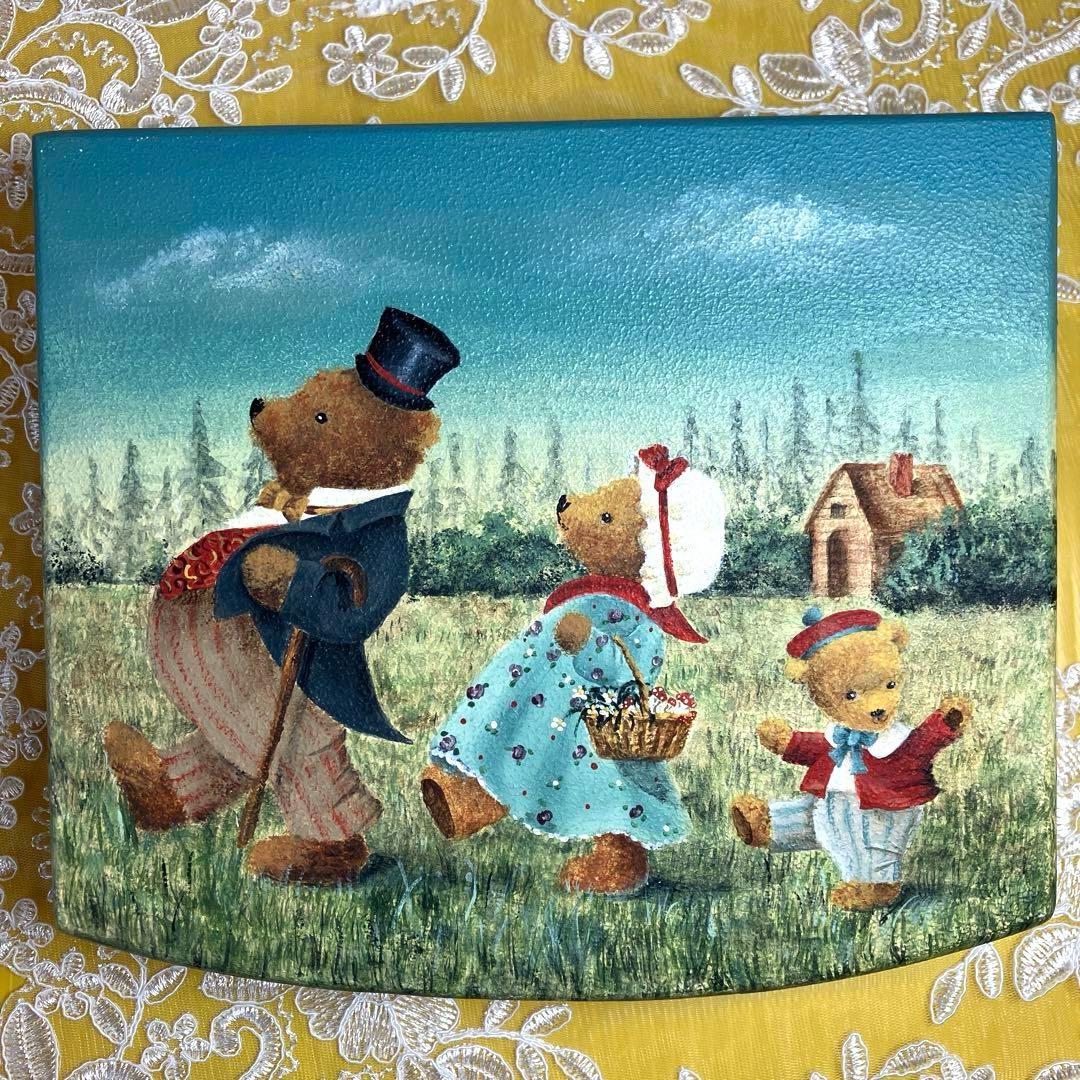 トールペイント作品 スリーベアーズのボックス テディベア親子