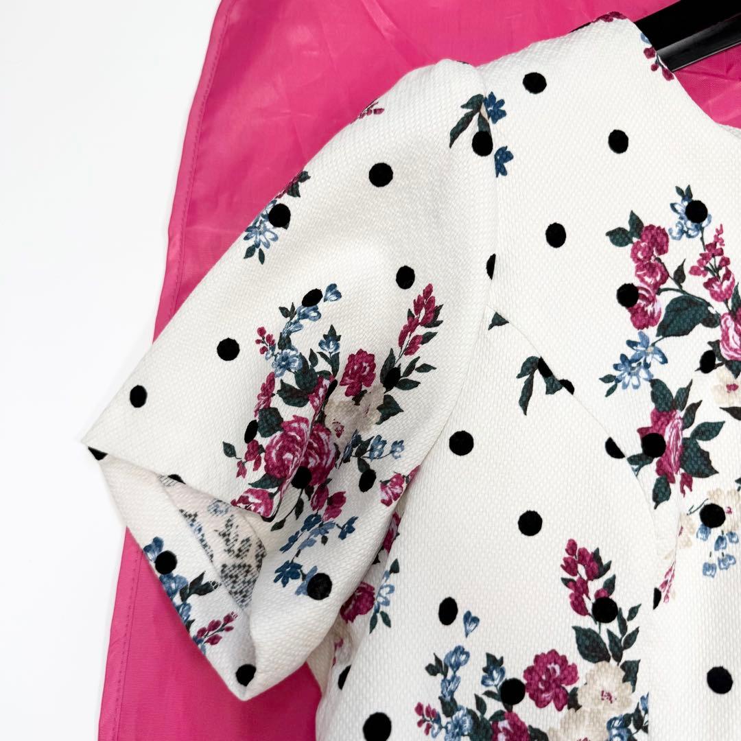 美品✨】ローズティアラ ワンピース 花柄 ドット 総柄 大きいサイズ 46