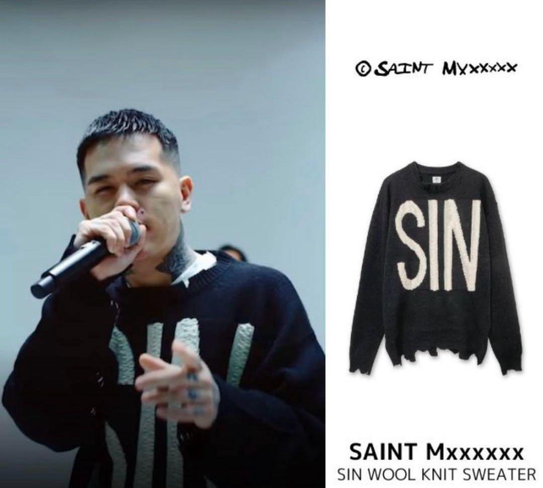 トップス SAINT Mxxxxxx SIN WOOL KNIT SWEATER SAINT MXXXXXX(セントマイケル) 商品ページ - WOOL SWTER SIN / BLACK