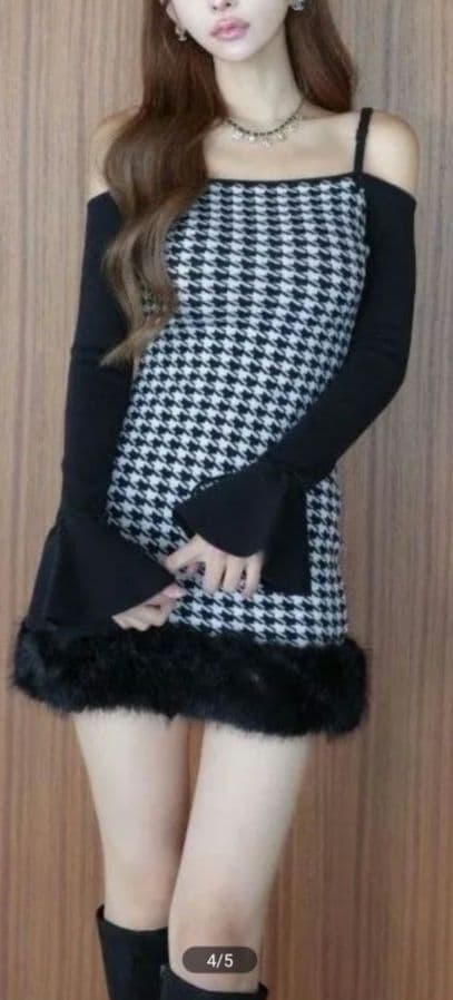 RANDY 2way ハウンドトゥースファーミニワンピース 千鳥柄 ランディ