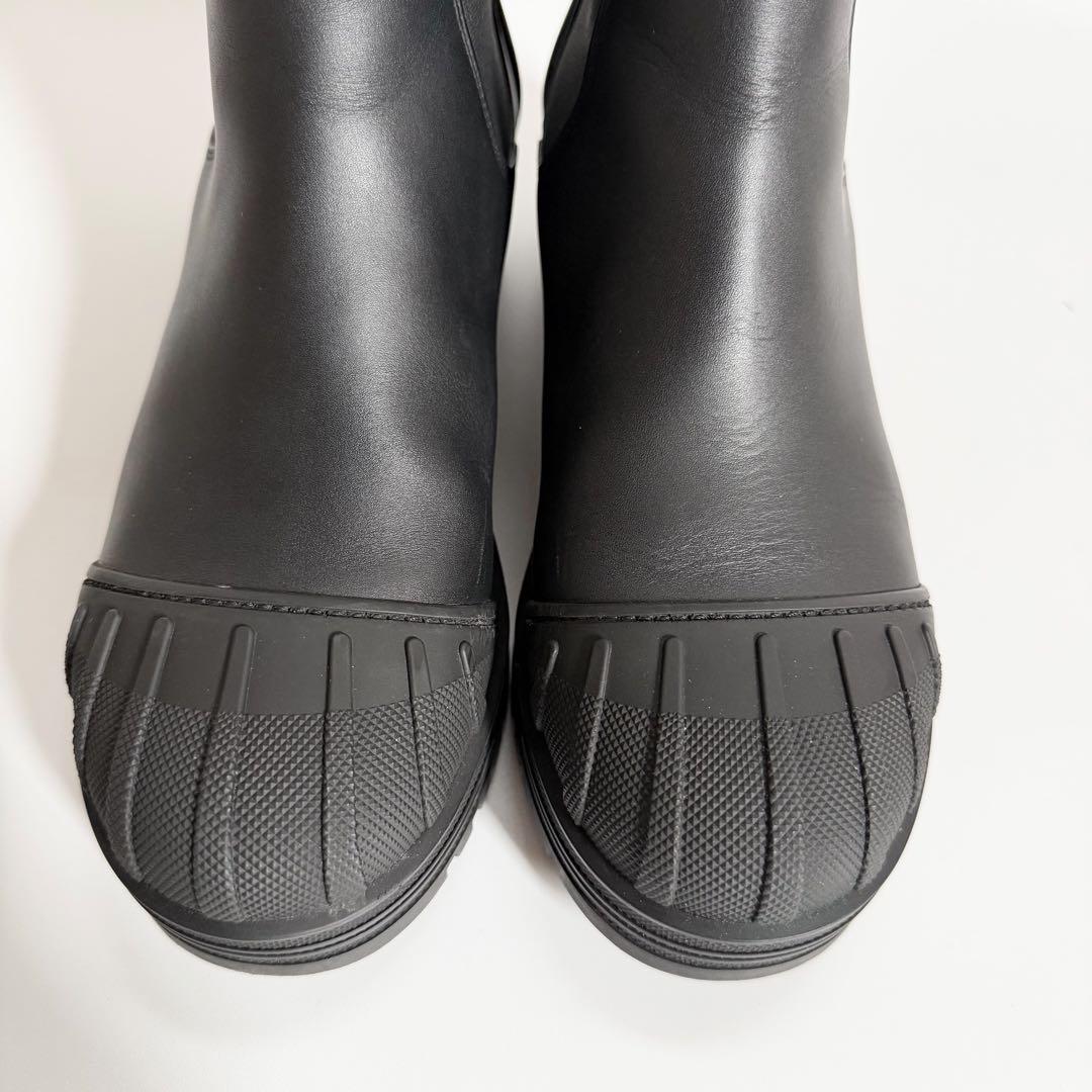 未使用級 ロゴ 厚底 DIOR チェルシーブーツ サイドゴア オールレザー