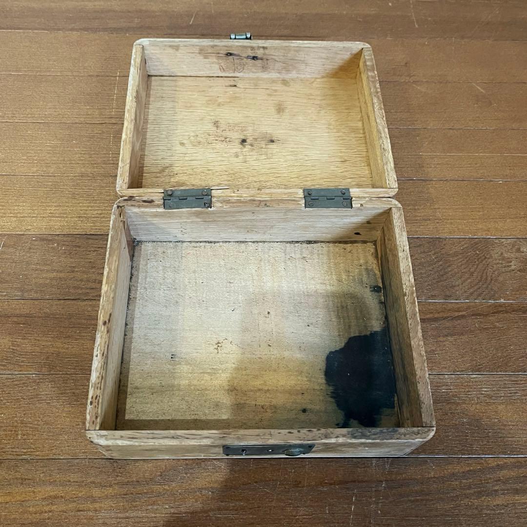 アンティーク】昭和レトロ 木製 印箱 木箱 小箱 小物入れ 古道具 古