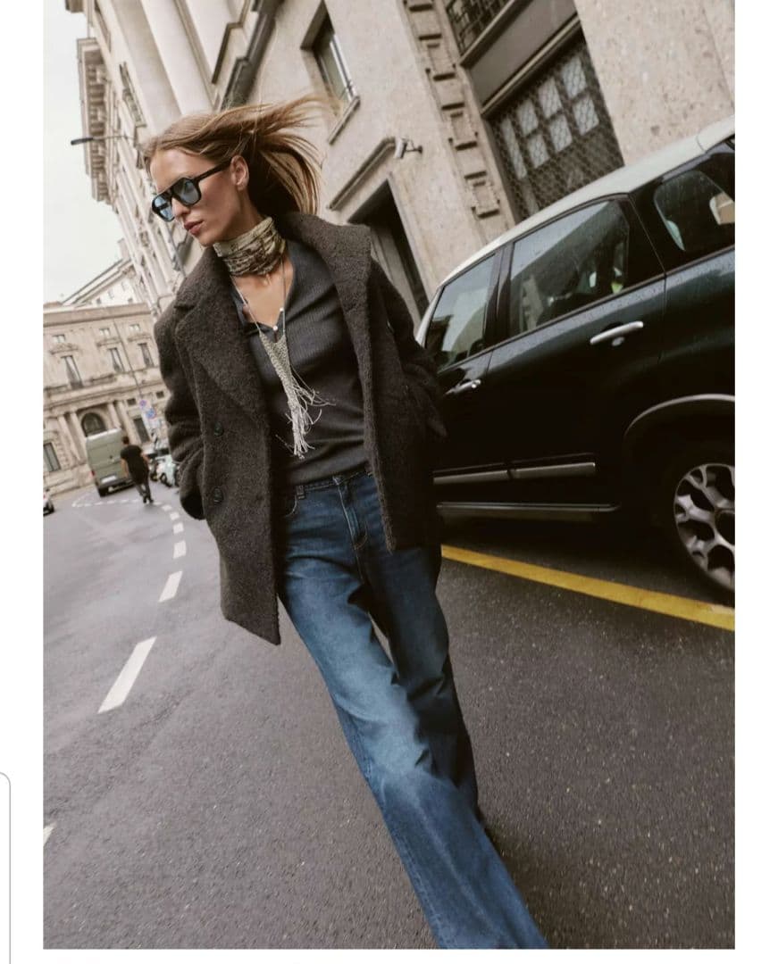 大人気】ZARA ブークレダブルブレストミディ丈コート （L） - メルカリ