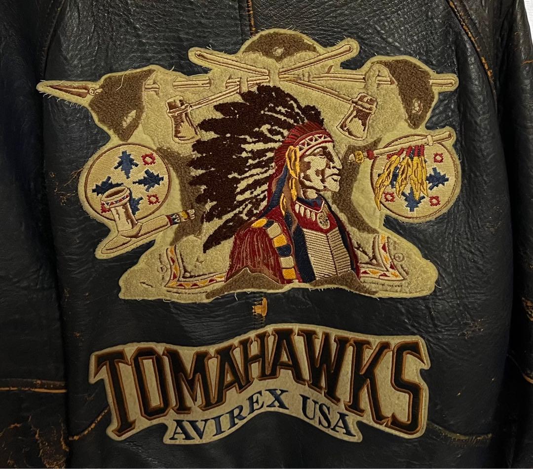 AVIREX レザー スタジャン インディアン トマホークス - メルカリ