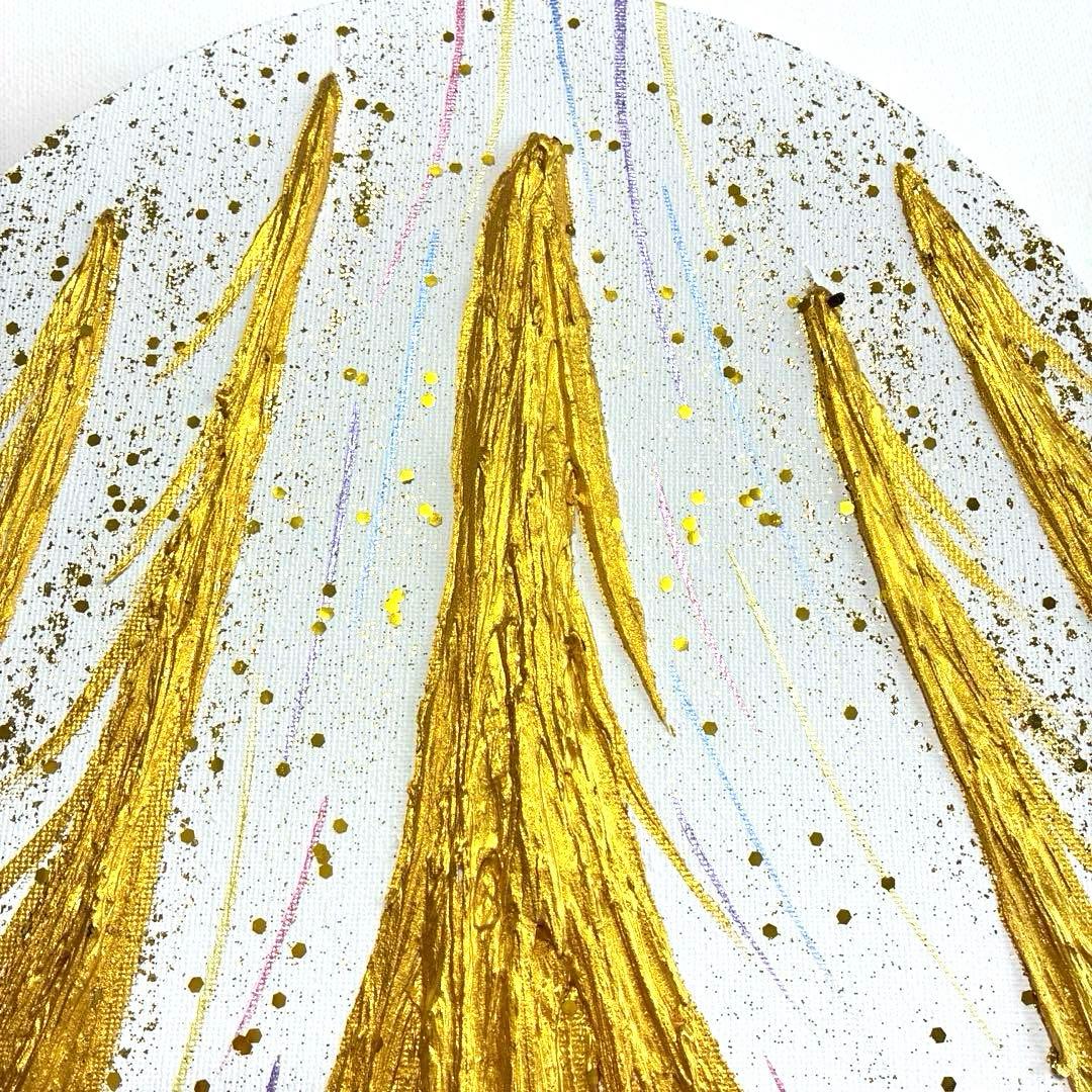 開運絵画 昇龍 天界からのメッセージ 金龍 天界の花 金箔